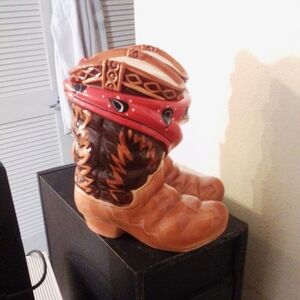 Cowboy boots cookie jar